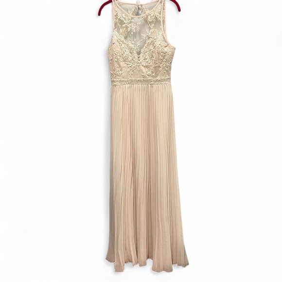 Maniju ivory formal lace top open back maxi dress size large style m24901 - Picture 1 of 15